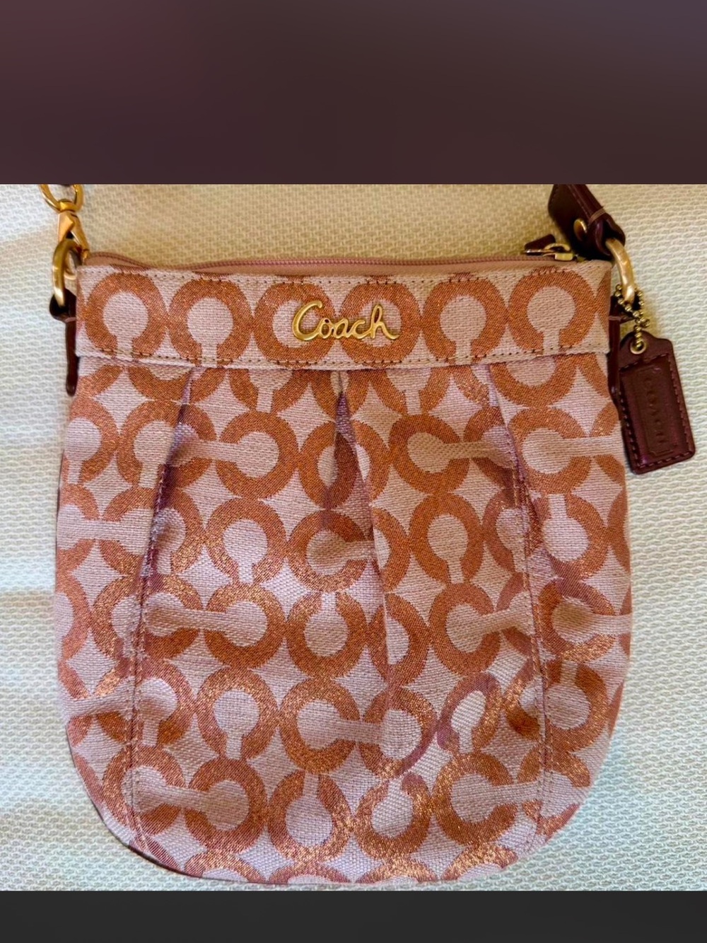 Coach Pink/Rose Gold Signature Crossbody Pouch